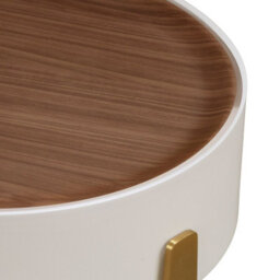 Angel Cerda Elegant Round Corner Table In Walnut And Beige With Gold-Plated Steel Legs - thumbnail 4