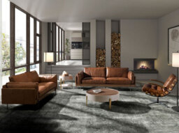 Angel Cerda Elegant Round Corner Table In Walnut And Beige With Gold-Plated Steel Legs - thumbnail 3