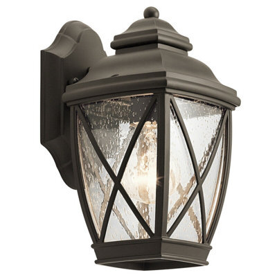 Stylish Outdoor Ip44 Wall Lantern In Olde Bronze Finish With Led Bulb Compatibility