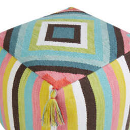 Beliani Handwoven Cotton Pouffe 45 X 45 X 45 Cm Multicolour Geometric Pattern With Tassels - thumbnail 4