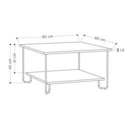 Decortie Marbo Modern Coffee Table 80Cm Open Shelf Metal Legs Multipurpose Ancient White Living Room - thumbnail 3