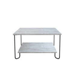 Decortie Marbo Modern Coffee Table 80Cm Open Shelf Metal Legs Multipurpose Ancient White Living Room - thumbnail 2