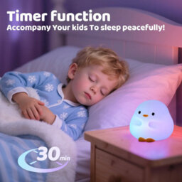 Amorly Duck Night Light, Color Changing Mode & 50-Hour Battery, Squishy Silicone Lamp For Kids Room, Usb Rechargeable With Timer - thumbnail 4