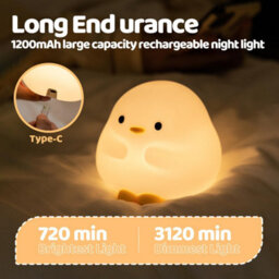 Amorly Duck Night Light, Color Changing Mode & 50-Hour Battery, Squishy Silicone Lamp For Kids Room, Usb Rechargeable With Timer - thumbnail 7