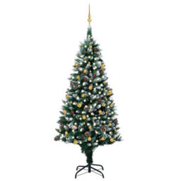 Berkfield Artificial Christmas Tree With Leds&ball Set&pinecones 240 Cm