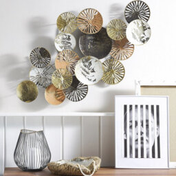 Beliani Copper And Gold Metal Round Wall Art 50Cm - Industrial Modern Wall Sculpture - thumbnail 2