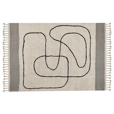 Beliani Rug Dokuz Beige 140 X 200 Cm Cotton - image 1