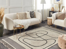 Beliani Rug Dokuz Beige 140 X 200 Cm Cotton - thumbnail 2