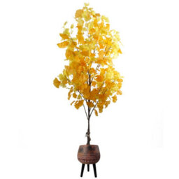 Pegdev - Pdl - 150Cm Artificial Yellow Ginkgo Tree With 510 Leaves In Large Rustic Brown Black Planter For Indoor Or Sheltered Use - thumbnail 1
