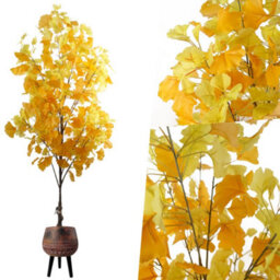 Pegdev - Pdl - 150Cm Artificial Yellow Ginkgo Tree With 510 Leaves In Large Rustic Brown Black Planter For Indoor Or Sheltered Use - thumbnail 5