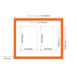 10X8 Inch 2 Opening Photo Collage Frame, Display Two 6X4 Inch Photos, Multi Aperture Family Picture Frame, Orange - thumbnail 4