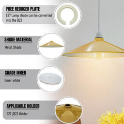 2Pack Metal Lampshade 40Cm Retro Disc Shape Black Easy Fit Pendant Light Shade For Living Rooms Bedroom, Kitchen, Dining Room - thumbnail 5