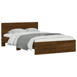 Berkfield Bed Frame With Headboard And Led Brown Oak 140X190 Cm - thumbnail 5
