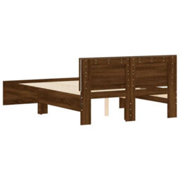 Berkfield Bed Frame With Headboard And Led Brown Oak 140X190 Cm - thumbnail 9