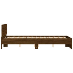 Berkfield Bed Frame With Headboard And Led Brown Oak 140X190 Cm - thumbnail 8