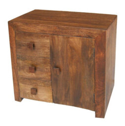 Buttercup Farm Dakota 3 Drawer Sideboard - Mango Wood - L35 X W85 X H75 Cm - Dark Finish