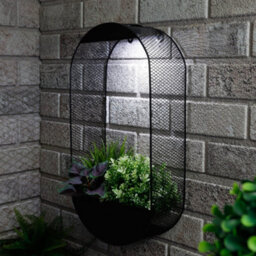 Gardenwize Oval Solar Wall Planter Metal Hanging Planter With Warm White Solar Led Wall Light - thumbnail 1