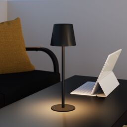 GoodHome Quelea Conical Matt Black Rechargeable Integrated Led Table Lamp - thumbnail 8