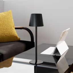GoodHome Quelea Conical Matt Black Rechargeable Integrated Led Table Lamp - thumbnail 9