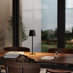 GoodHome Quelea Conical Matt Black Rechargeable Integrated Led Table Lamp - thumbnail 7