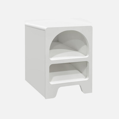 Sweeek - White Wood-Effect Bedside Table 2 Niches White 40X40X55 Cm - Thessa - image 1