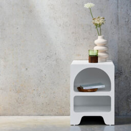 Sweeek - White Wood-Effect Bedside Table 2 Niches White 40X40X55 Cm - Thessa - thumbnail 5