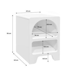 Sweeek - White Wood-Effect Bedside Table 2 Niches White 40X40X55 Cm - Thessa - thumbnail 6