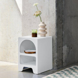 Sweeek - White Wood-Effect Bedside Table 2 Niches White 40X40X55 Cm - Thessa - thumbnail 4
