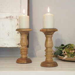 Natural Wooden Candle Holder - Wood Candlestick - thumbnail 1