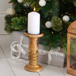 Natural Wooden Candle Holder - Wood Candlestick - thumbnail 5