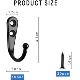 8 Pack Vintage Wall Mounted Coat Hooks, Wall Hooks With 16 Screws, Metal Hat Hook For Bathroom And Kitchen - thumbnail 2