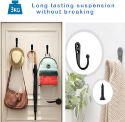 8 Pack Vintage Wall Mounted Coat Hooks, Wall Hooks With 16 Screws, Metal Hat Hook For Bathroom And Kitchen - thumbnail 5