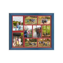 AK Frames 20X16 Navy Blue Classic Multi Photo Frame With Crimson Mount - Holds 9 Apertures (2X) 7X5, (7X) 6X4 Photos