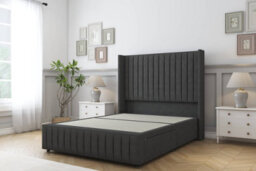 "Sloomy Marlborough Graphite Dumfries Divan Bed Base No Drawers-54"" Wingback Headboard & 12"" Footboard 4'6 Double" - thumbnail 1