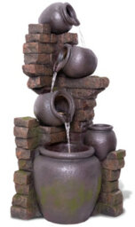 Primrose York 3-Tier Cascading Jars Garden Outdoor Water Feature Fountain & Planter With Lights H120Cm - thumbnail 2