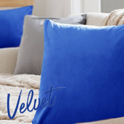 Deconovo Set Of 2 Velvet Cushion Covers 50 X 50 Cm Blue - thumbnail 3
