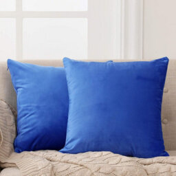 Deconovo Set Of 2 Velvet Cushion Covers 50 X 50 Cm Blue - thumbnail 1