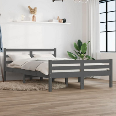 Berkfield Bed Frame Grey Solid Wood 150X200 Cm King Size - image 1