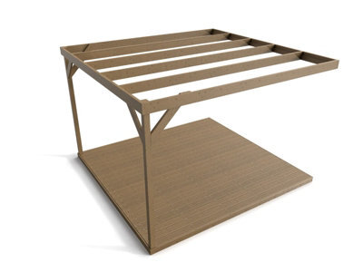 Arbor Garden Solutions Wall-Mounted Box Pergola And Decking, Complete Diy Kit (3M X 3M, Rustic Brown Finish) - image 1