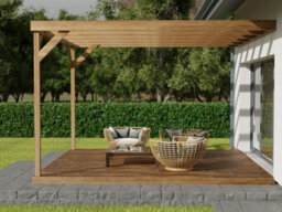 Arbor Garden Solutions Wall-Mounted Box Pergola And Decking, Complete Diy Kit (3M X 3M, Rustic Brown Finish) - thumbnail 4