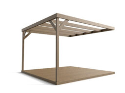 Arbor Garden Solutions Wall-Mounted Box Pergola And Decking, Complete Diy Kit (3M X 3M, Rustic Brown Finish) - thumbnail 5