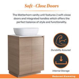 Plum&clay Matterhorn Oak Floor Standing Bathroom Vanity Unit With White Countertop (W)600mm (H)850mm - thumbnail 3