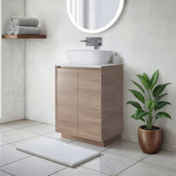 Plum&clay Matterhorn Oak Floor Standing Bathroom Vanity Unit With White Countertop (W)600mm (H)850mm - thumbnail 1