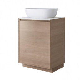 Plum&clay Matterhorn Oak Floor Standing Bathroom Vanity Unit With White Countertop (W)600mm (H)850mm - thumbnail 2