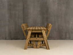 Arbor Garden Solutions Victoria Compact Wooden Picnic Bench And Table Set, Rounded Outdoor Dining Set With Backrest (6Ft, Rustic Brown) - thumbnail 2