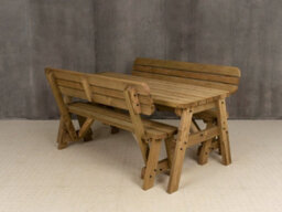 Arbor Garden Solutions Victoria Compact Wooden Picnic Bench And Table Set, Rounded Outdoor Dining Set With Backrest (6Ft, Rustic Brown) - thumbnail 4