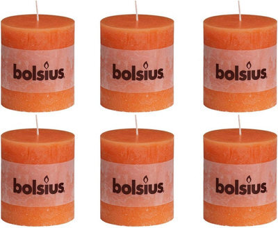 Bolsius 6Pc Vivid Orange Rustic Pillar Candle 80 X 68mm