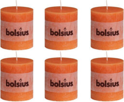 Bolsius 6Pc Vivid Orange Rustic Pillar Candle 80 X 68mm