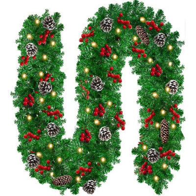 9Ft Christmas Garland With Pinecone Led Lights - image 1