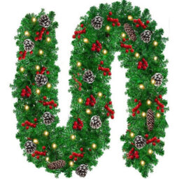 9Ft Christmas Garland With Pinecone Led Lights - thumbnail 1
